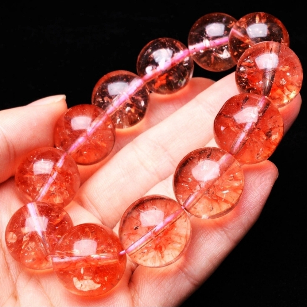 19.8mm Beads Natural Rainbow Pink Rose Quartz Gemstone Round Beaded Bracelet